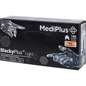 Медичні рукавички MediPlus BlackyPlus Light Нітрилові оглядові нестерильні неприпудрені Чорні Розмір XL 100 шт.