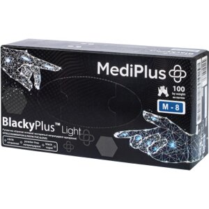 Медичні рукавички MediPlus BlackyPlus Light Нітрилові оглядові нестерильні неприпудрені Чорні Розмір M 100 шт.