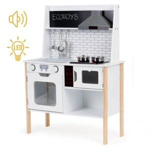 Ігровий набір Ecotoys дерев'яна ігрова кухня STYLE зі звуковими та світловими ефектами (PLK537)