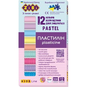 Пластилін ZiBi Pastel 12 кольорів 8 пастель + 4 глітера 200 г (ZB. 6240)