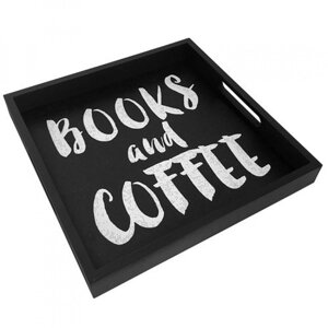 Дерев'яний піднос Books and Coffe