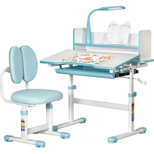 Парта зі стільцем ErgoKids Blue ( +полка+лампа) (BD-24 BL)