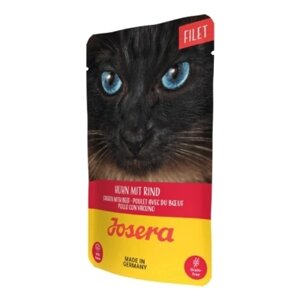 Вологий корм для кішок Josera Josera Filet Huhn mit Rind/ЙОЗЕРА ФІЛЕ КУРКА З ЯЛОВИЧИНОЮ 16x70g, пауч (4032254750215)