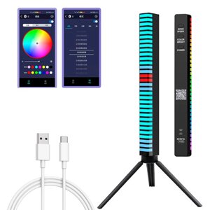 Світильник музичний еквалайзер 32 LED 3D з Bluetooth АКБ тренога, D-10-RGB