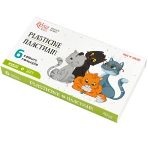 Пластилин Rosa Kids Cats, зі стеком, 6 кольорів 96 г (4823098541585)