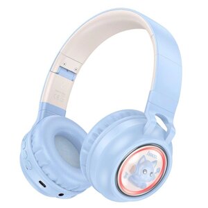 Навушники бездротові Bluetooth HOCO Cute fun W50, блакитні