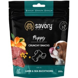 Ласощі для собак Savory для здорового росту цуценят, ягня і обліпиха 200 г (4820232631379)