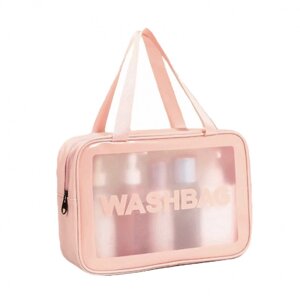 Прозора сумка-косметичка Washbag Big Pink 26см