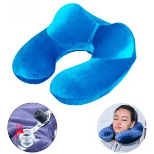 Надувна подушка дорожня U-подібна з підголівником, оксамит