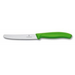 Кухонний ніж Victorinox SwissClassic для овочів 11 см, хвилясте лезо, зелений (6.7836. L114)
