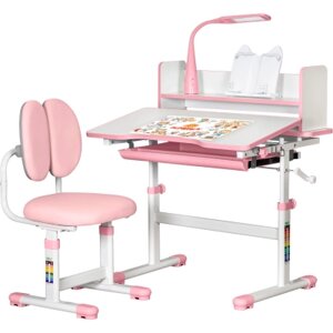 Парта зі стільцем ErgoKids Pink (+полка+лампа) (BD-24 PN)