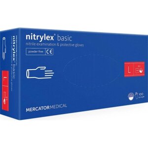 Медичні рукавички Mercator Medical Nitrylex Basic Нітрилові Неопудрені діагностичні Розмір L Сині 100 шт. (3.1007)