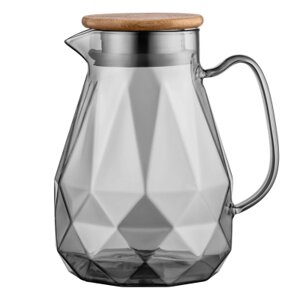 Глечик Ardesto Graphite, 1500мл, боросилікатне скло, бамбук, нержавіюча сталь, сірий (AR2615SG)