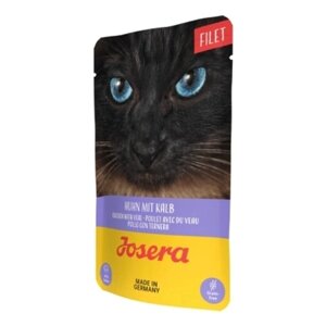 Вологий корм для кішок Josera Josera Filet Huhn mit Kalb/ЙОЗЕРА ФІЛЕ КУРКА З ТЕЛЯТИНОЮ 16x70g, пауч (4032254750277)