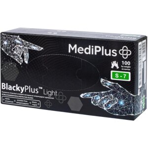 Медичні рукавички MediPlus BlackyPlus Light Нітрилові оглядові нестерильні неприпудрені Чорні Розмір S 100 шт.
