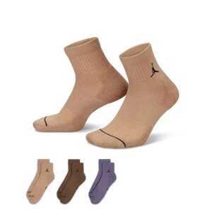 Шкарпетки Nike U J ED CUSH POLY ANKLE 3PR 144 DX9655-905 42-46 3 пари Бежевий/Коричневий/Фіолетовий (196153838178)