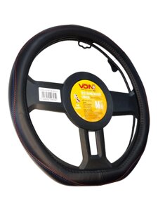 Чохол на кермо шкіра VLOD-L2161 BK R/BL M чорний/синя строчка/БО/один шов/flat