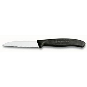 Кухонний ніж Victorinox SwissClassic для овочів 8см, хвилясте лезо, чорний (6.7433)