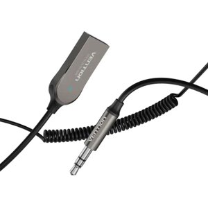FM модулятор Vention AUX TRS 3.5мм USB Bluetooth 5.0 Coiled Cable 1.5M Gray Zinc (NAGHG)