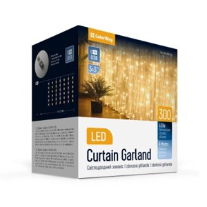 Гірлянда ColorWay Штора завіса 3 x 3 м 300 LED USB теплий колір (CW-GW-300L33U)