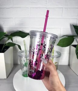 Склянка з трубочкою Шипучка рожевий