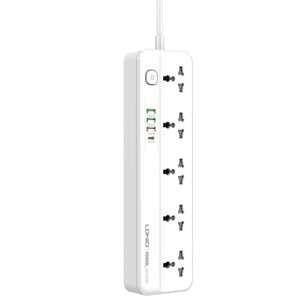 Подовжувач мережевий Ldnio SC5415 з 3USB, Type-C, 5 розетками, довжиною 2 м, білий.