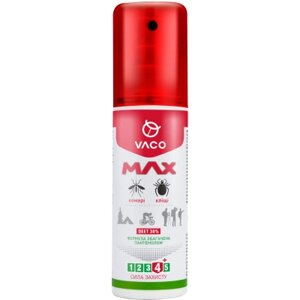 Спрей від комах Vaco Max від комарів, кліщів і мошок Deet 30% з пантенолом 80 мл (5901821952590)