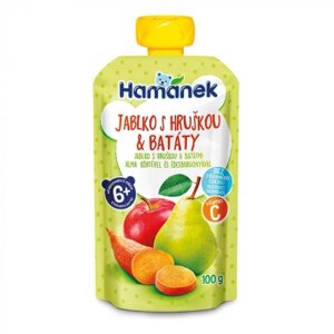 Дитяче пюре Hamanek Яблуко з грушею і бататом 100 г (8595139798437)