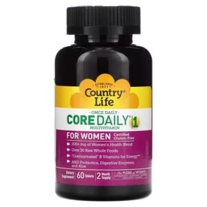 Вітамінно-мінеральний комплекс Country Life Мультивітаміни для жінок, Core Daily-1 Multivitamin for Women, 60 табл