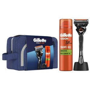 Набір косметики Gillette Бритва ProGlide з 1 змінним лезом + Гель для гоління Fusion5 200 мл + Підставка + Косметичка