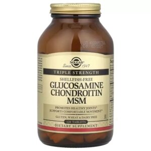 Вітамін Solgar Глюкозамін, Хондроїтин та ЧСЧ, Glucosamine Chondroitin MSM, Triple Strength, SOL-01319)