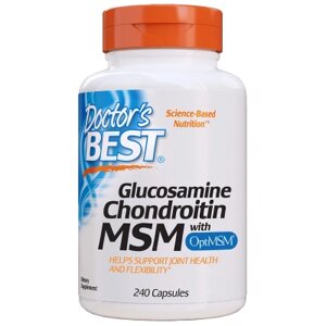 Вітамінно-мінеральний комплекс Doctors Best Глюкозамін Хондроитин МСМ, OptiMSM, 240 капсул (DRB-00081)