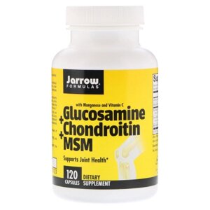 Вітамінно-мінеральний комплекс Jarrow Formulas Глюкозамін Хондроитин МСМ, 120 желатинових капсул (JRW-19023)
