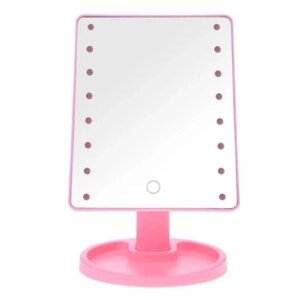Столикове дзеркало з підсвіткою Large 16 LED Mirror 5308, рожеве.