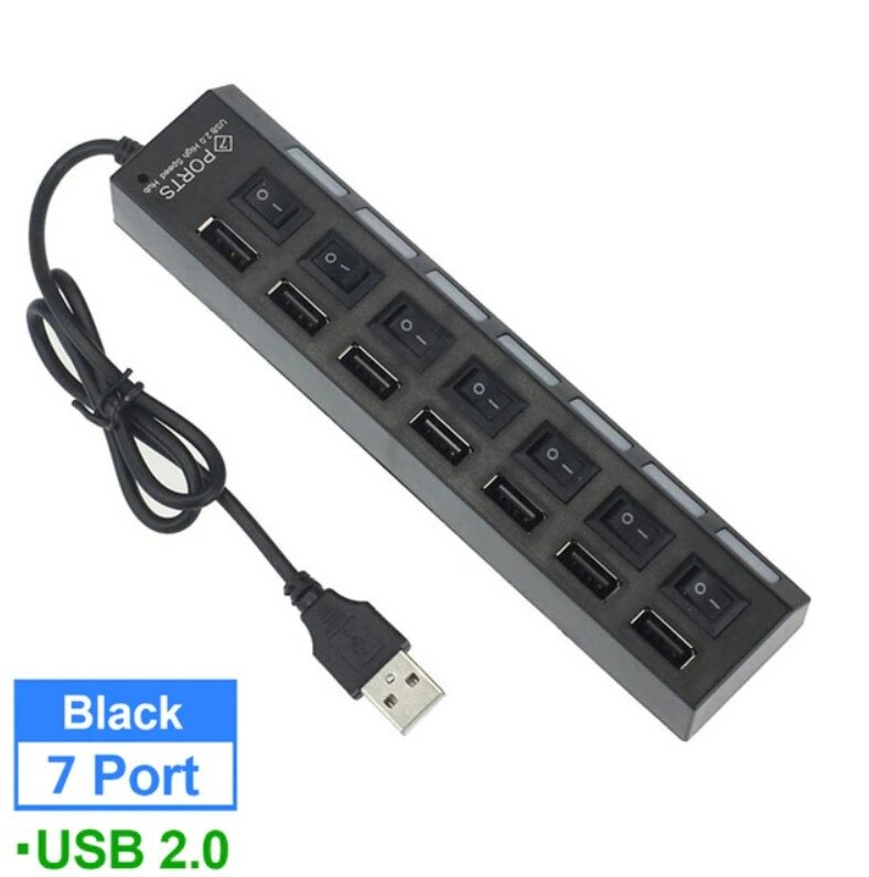 Багатофункціональний USB 2.0 HUB на 7 портів із вимикачами від компанії Шіпістік Shipistik - фото 1