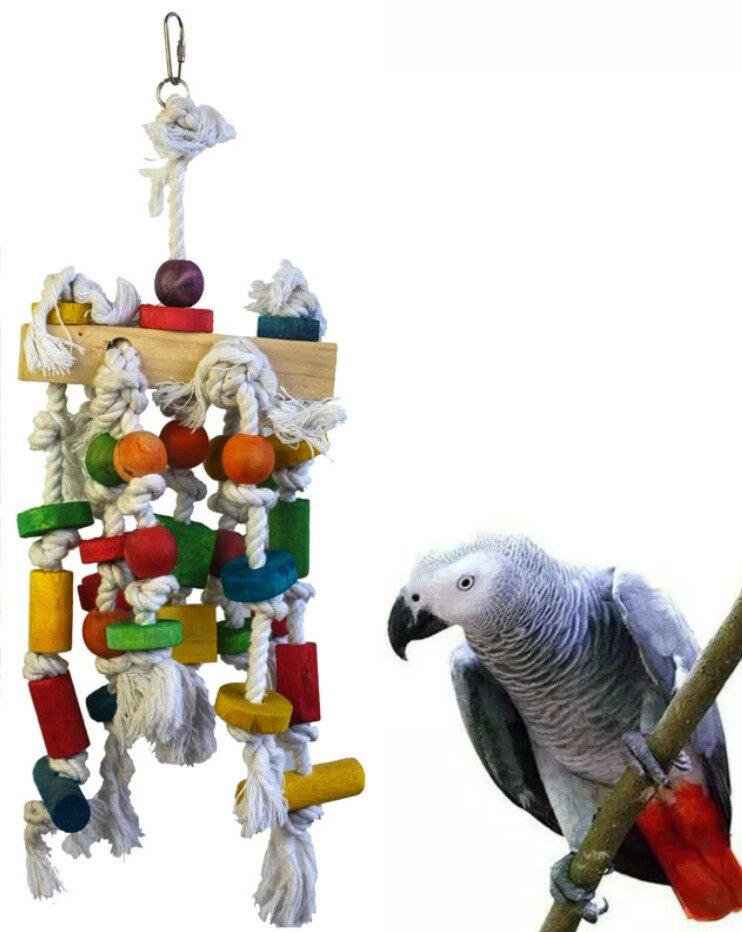 Іграшка для середніх та великих папуг з натурального дерева 40х15см від компанії Шіпістік Shipistik - фото 1