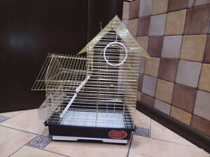Клітка будиночок для дрібних папуг і птахів 35х28х47 см