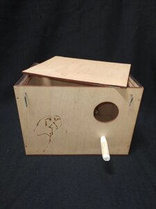 Домик-гнездо, дуплянка с фанера для попугаев 24*17*17.5 см