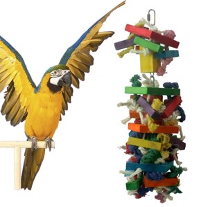 Іграшка для середніх та великих папуг з натурального дерева 44х15см