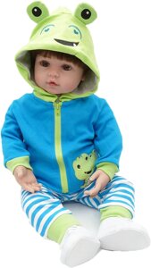 Реалістична лялька 50 см повністю вінілова дівчинка Ната костюм жабка