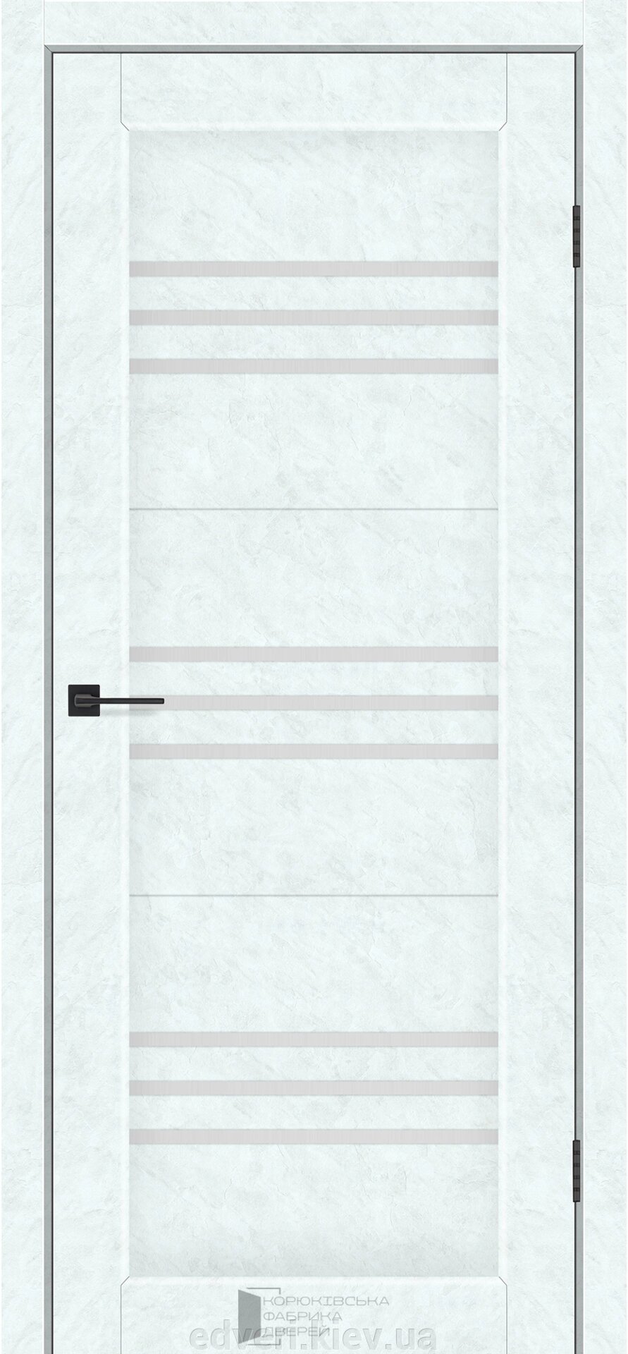 Двері міжкімнатні КФД модель Trio Бетон Білий скло Сатин або Чорне від компанії E-dveri - фото 1