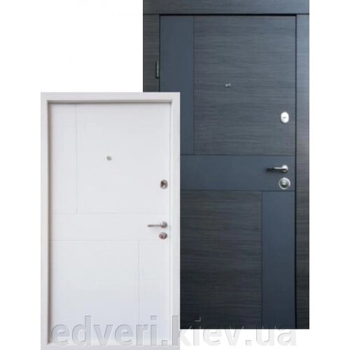 Двері Qdoors (Преміум) - Стиль М білий короб Венге сірий горизонт АРТ / Біле дерево (860/960) від компанії E-dveri - фото 1