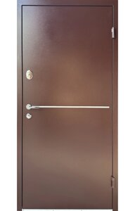 Вхідні двері Блейд Метал-МДФ RAL 8017/ Дуб бронзовий ПВХ-02 (960)