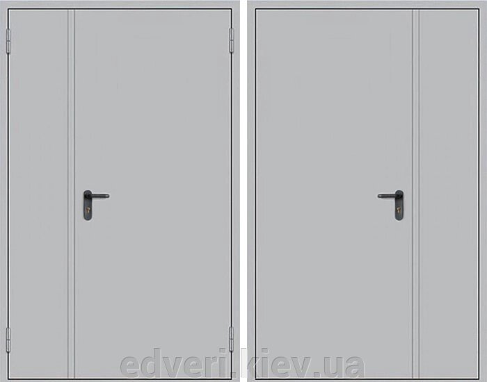Протипожежні металеві двері EI-30 1200х2040мм полуторні (сіра шагрень) від компанії E-dveri - фото 1