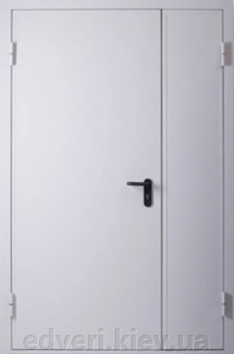 Протипожежні металеві двері Полуторні Технічні EI 60 Шагрень RAL 7035 від компанії E-dveri - фото 1