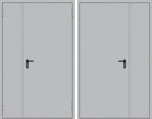 Протипожежні металеві двері EI-30 1200х2040мм полуторні (сіра шагрень)