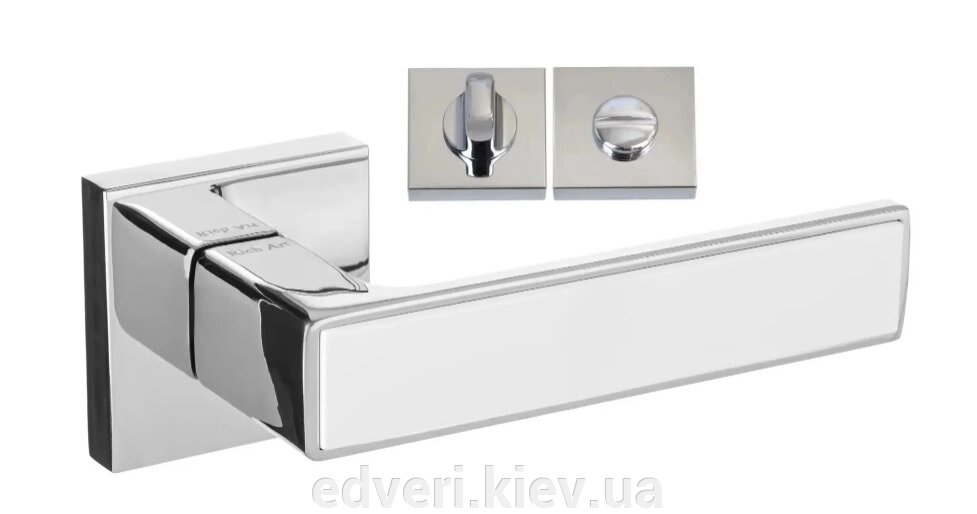 Ручки дверні Rich-Art Ентрі 219 R27 хром\біла вставка з WC фіксаторами від компанії E-dveri - фото 1