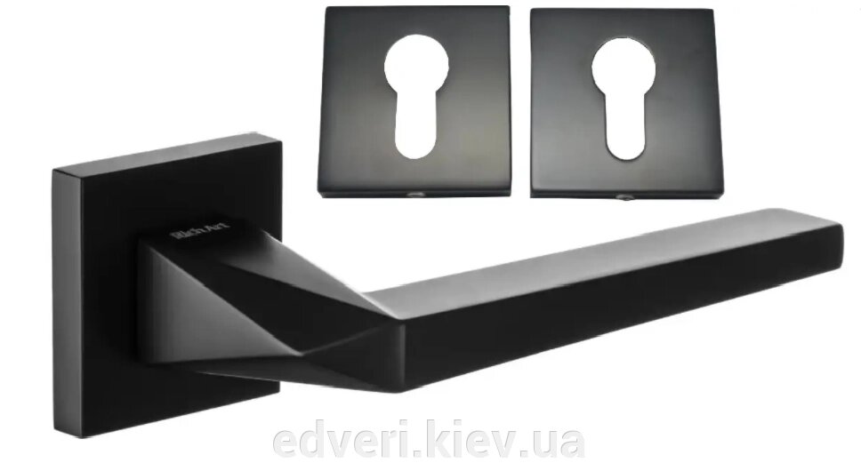 Ручки дверні Rich-Art Тренд 500 R64 чорни з накладками під циліндр - КОМПЛЕКТ від компанії E-dveri - фото 1