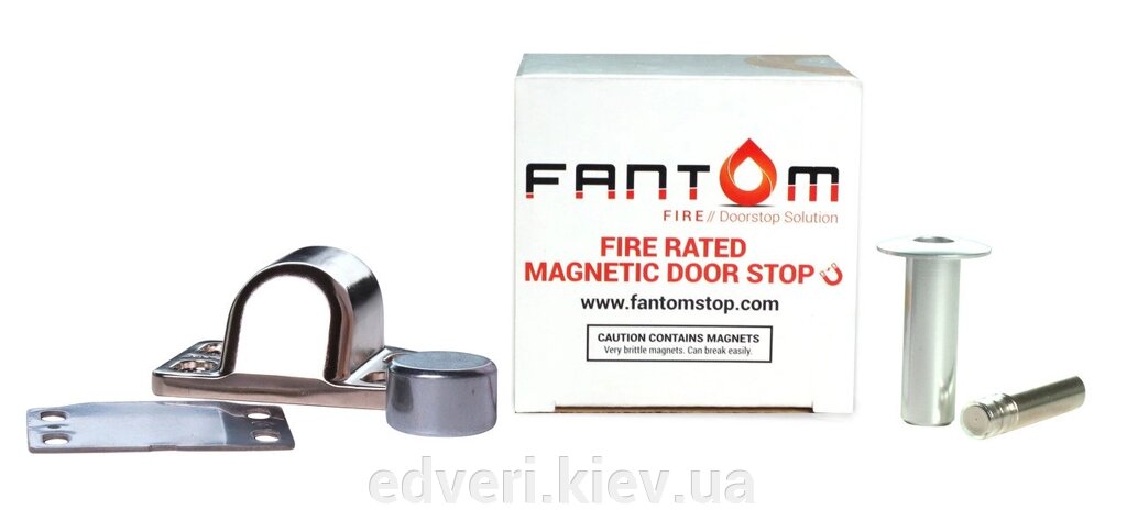 Стопор дверний вогнестійкий FANTOM FIRE хром мат від компанії E-dveri - фото 1