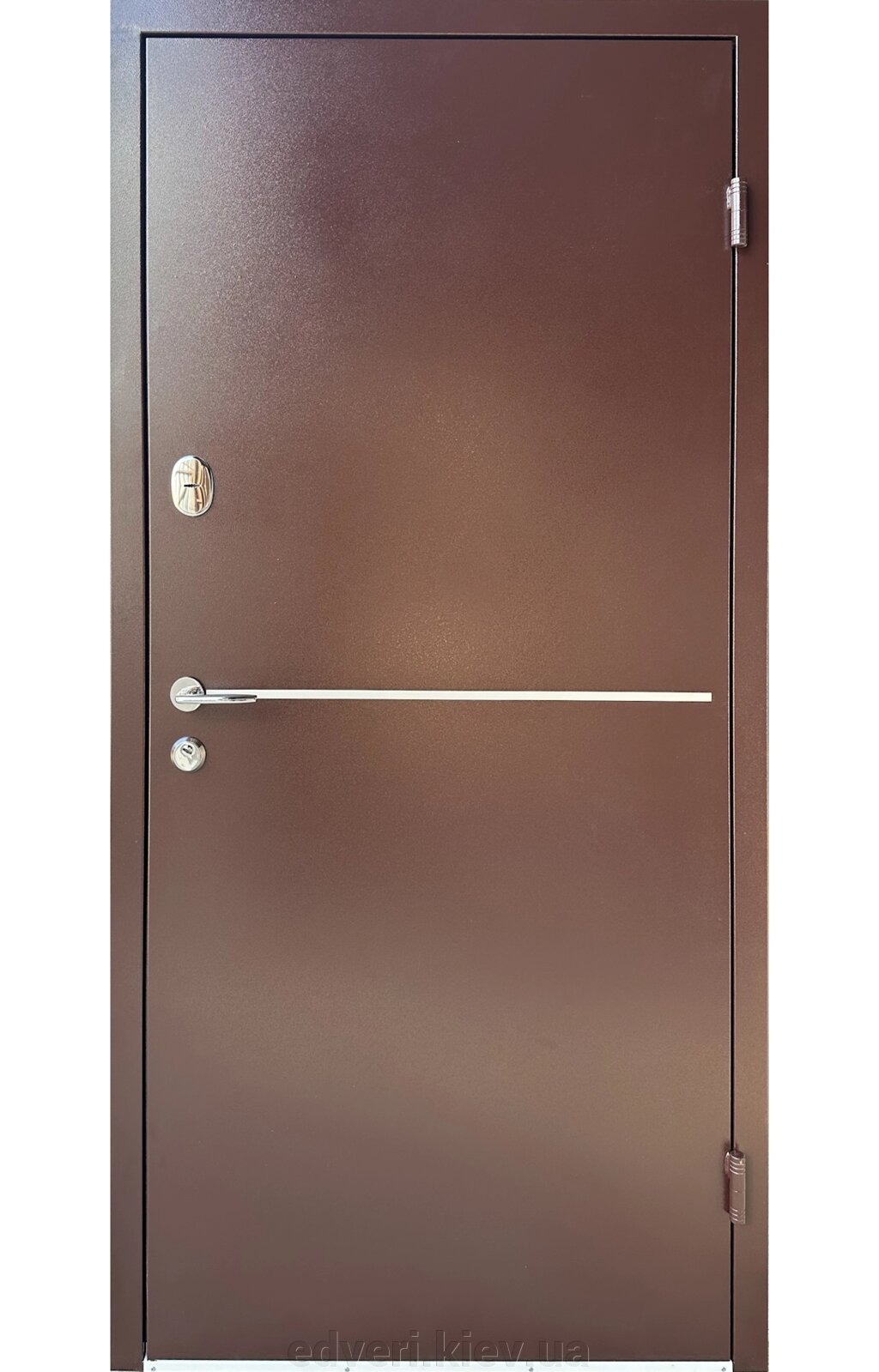 Вхідні двері Блейд Метал-МДФ RAL 8017/ Дуб бронзовий ПВХ-02 (860) від компанії E-dveri - фото 1